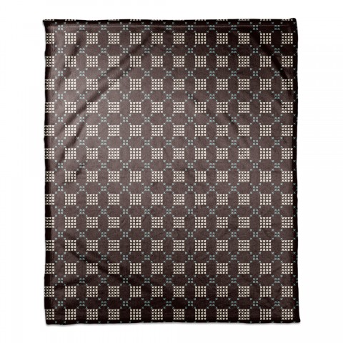 Brown Cross-Stitch Printed Pattern 50x60 Coral Fleece Blanket