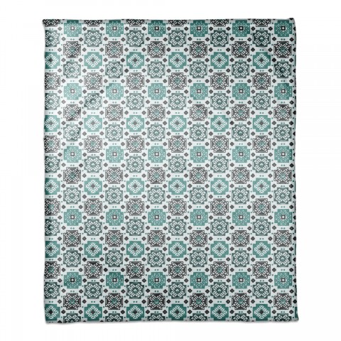Square Flowers in Blue 50x60 Coral Fleece Blanket