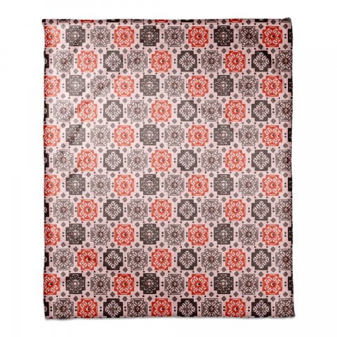 Square Flowers in Red 50x60 Coral Fleece Blanket