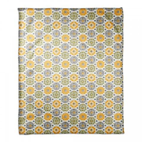 Square Flowers in Yellow 50x60 Coral Fleece Blanket