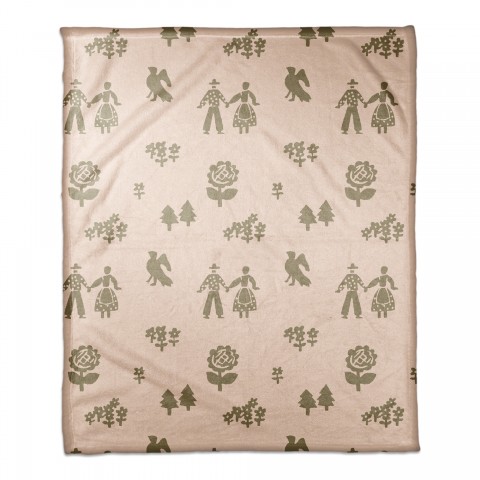 Folk Forest Motif in Pink 50x60 Coral Fleece Blanket