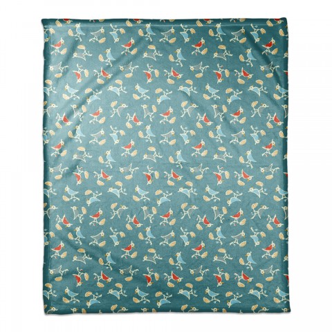 Songbird Pattern in Blue 50x60 Coral Fleece Blanket