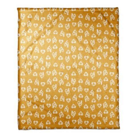 Yellow Rooster Pattern 50x60 Coral Fleece Blanket