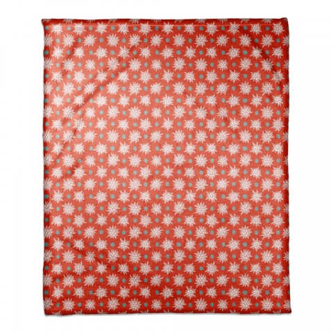 Abstract Snowflake Pattern in Red 50x60 Coral Fleece Blanket