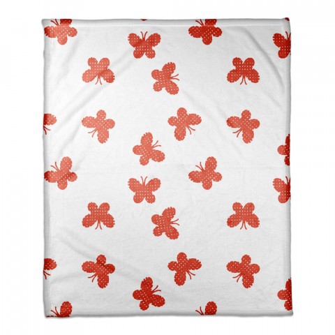 Butterfly Pattern in Red 50x60 Coral Fleece Blanket