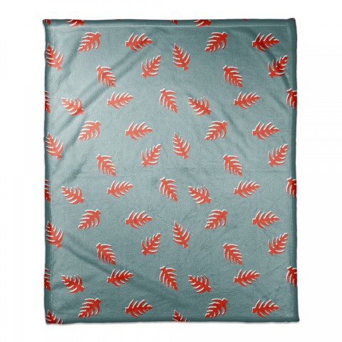 Palm Pattern in Red and Blue 50x60 Coral Fleece Blanket