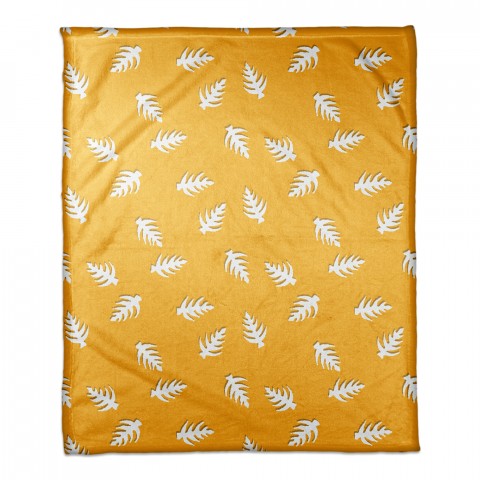 Palm Pattern in Yellow and White 50x60 Coral Fleece Blanket