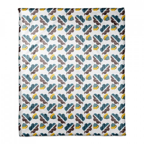 Acorns and Leaves Pattern in Blue 50x60 Coral Fleece Blanket
