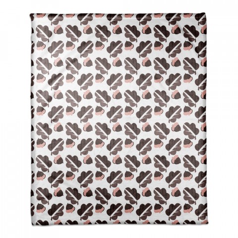 Acorns and Leaves Pattern in Brown 50x60 Coral Fleece Blanket