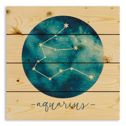 Aquarius Zodiac Sign Astrological Constellation 14x14 Pallet Wood Art