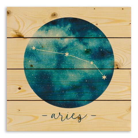 Aries Zodiac Sign Astrological Constellation 14x14 Pallet Wood Art