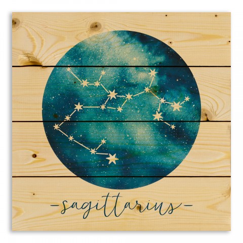 Sagittarius Zodiac Sign Astrological Constellation 14x14 Pallet Wood Art