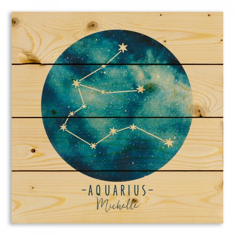 Aquarius Zodiac Sign Astrological Constellation 14x14 Personalized Pallet Wood Art