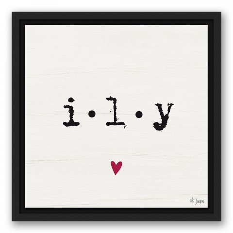 ILY Heart Framed 12x12 Black Floating Framed Canvas