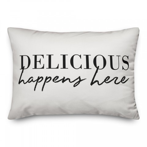Delicious Happens Here Lumbar 14x20 Spun Poly Pillow