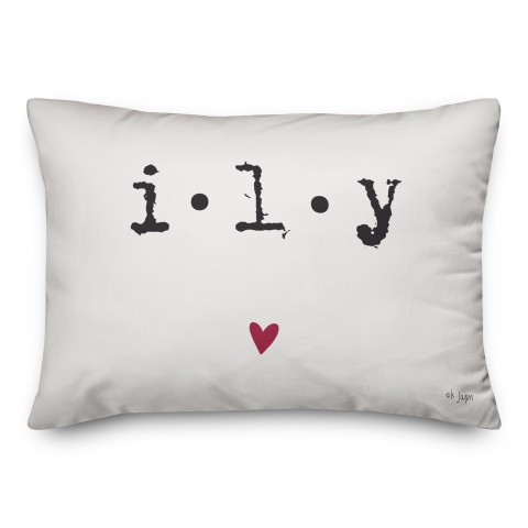 ILY Heart Lumbar 14x20 Spun Poly Pillow