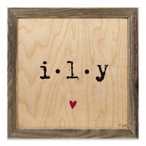 ILY Heart 12x12 Framed Pallet Wood Art