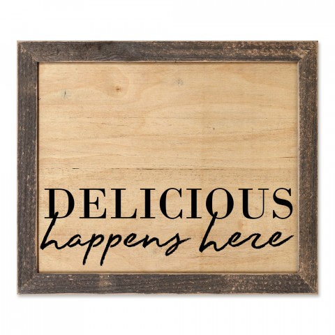 Delicious Happens Here 14x11 Framed Pallet Wood Art