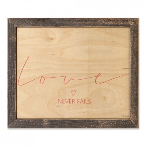 Love Never Fails 14x11 Framed Pallet Wood Art