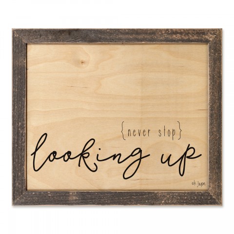 Never Stop Looking Up 14x11 Framed Pallet Wood Art