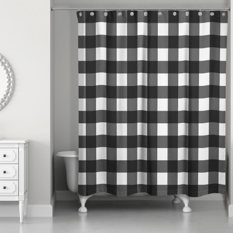 Black Buffalo Check 71x74 Shower Curtain