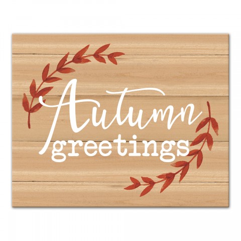 Autumn Greetings Tan 16x20 Canvas Wall Art