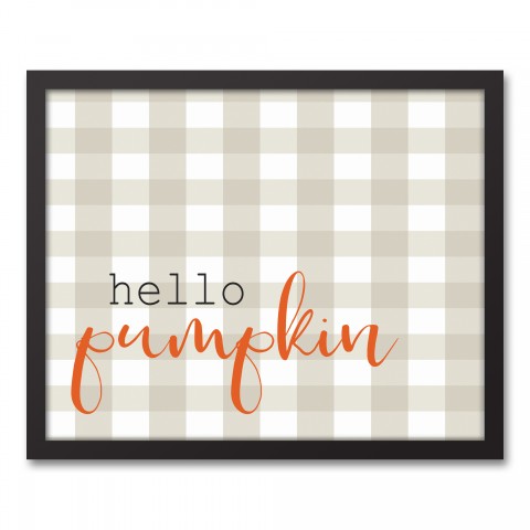 Hello Pumpkin Buffalo Check 16x20 Black Framed Canvas
