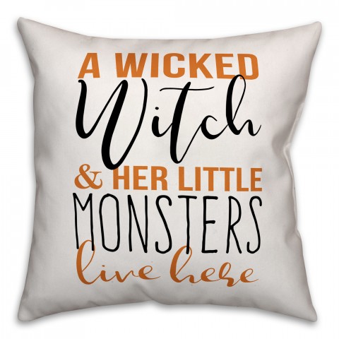 A Wicked Witch and Her Little Monsters 18x18 Spun Poly Pillow