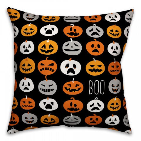 Boo Pumpkin Pattern 18x18 Spun Poly Pillow
