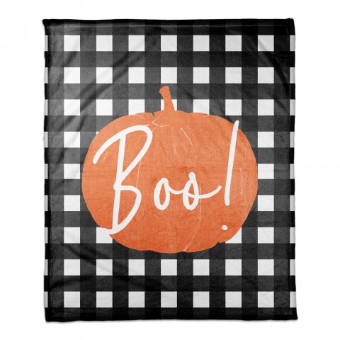 Boo Buffalo Check 50x60 Coral Fleece Blanket