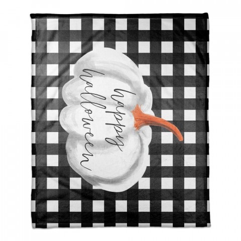Happy Halloween Buffalo Check 50x60 Coral Fleece Blanket