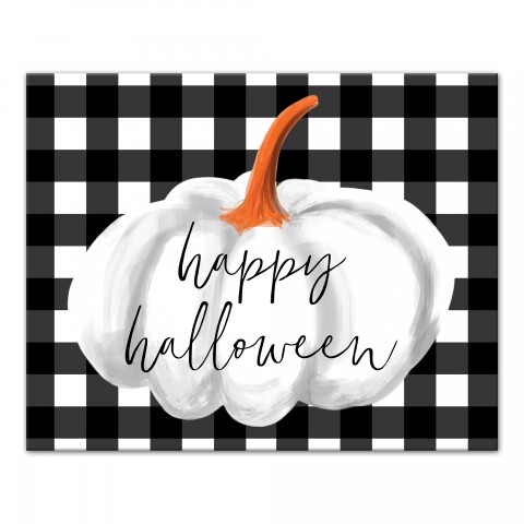 Happy Halloween Buffalo Check 16x20 Canvas Wall Art