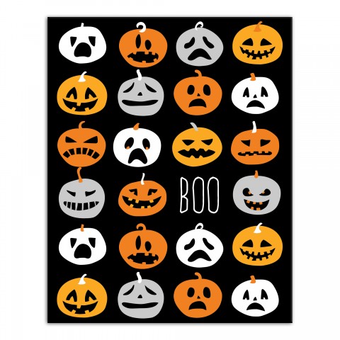Boo Pumpkin Pattern 16x20 Canvas Wall Art