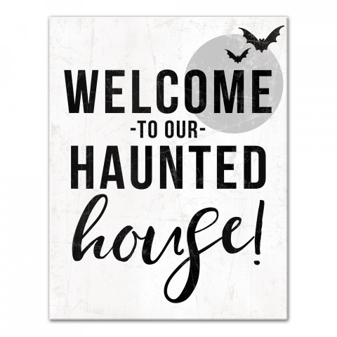 Welcome to Our Haunted House 11x14 Canvas Wall Art