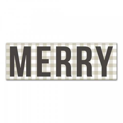 Beige Plaid Merry in Brown 12x36 Canvas Wall Art