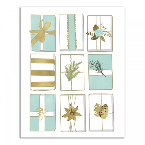 Rows of Christmas Gifts 16x20 Canvas Wall Art