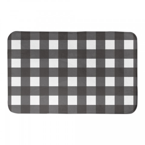 Brown and White Buffalo Check 34x21 Bath Mat