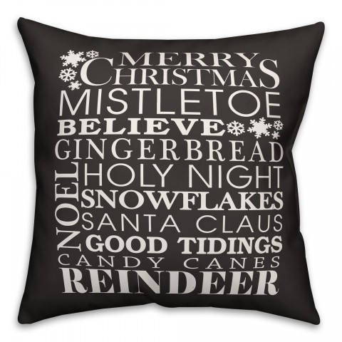 Christmas Sayings in Brown 18x18 Spun Poly Pillow