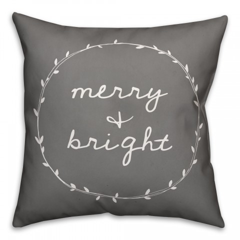 Merry and Bright in Gray 18x18 Spun Poly Pillow