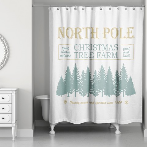 North Pole Christmas Tree 71x74 Shower Curtain