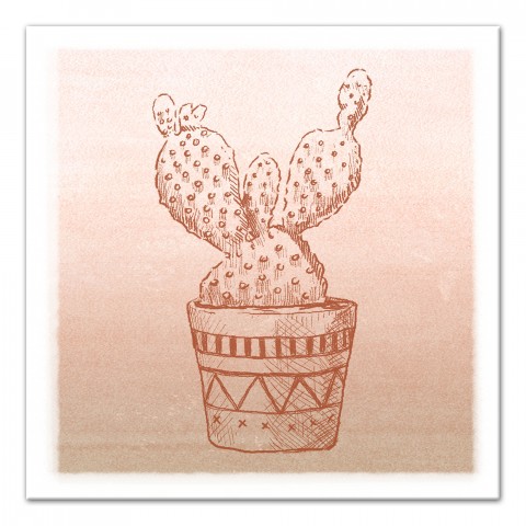Sketched Cactus 12x12 Canvas Wall Art