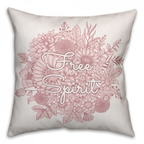 Free Spirit Outlined Florals 18x18 Spun Poly Pillow