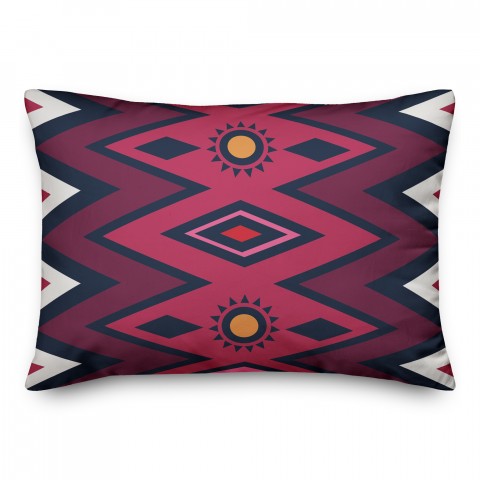 Blue Pink and Purple Tribal Pattern 14x20 Spun Poly Pillow