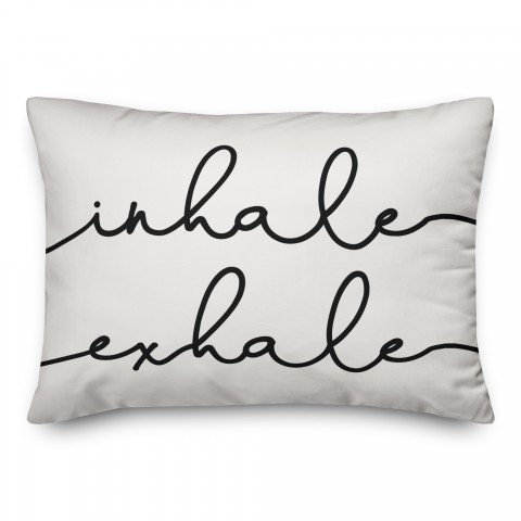 Inhale Exhale Yoga Black and White 14x20 Spun Poly Pillow