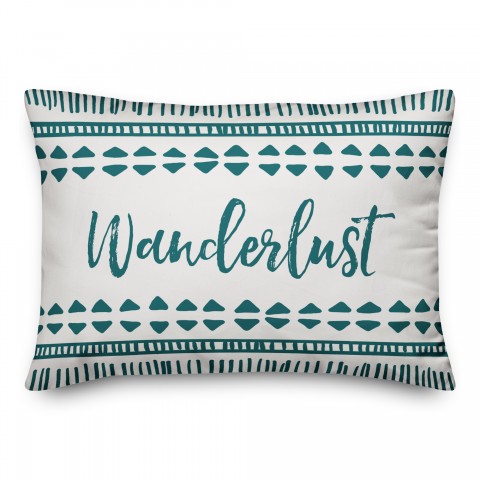 Wanderlust Dark Teal Tribal Pattern 14x20 Spun Poly Pillow