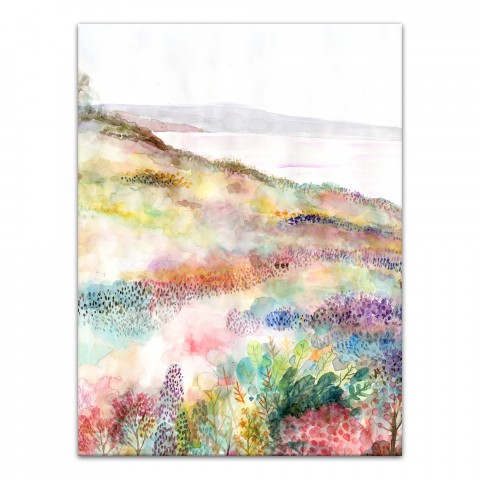 Watercolor Floral Field 18x24 Canvas Wall Art