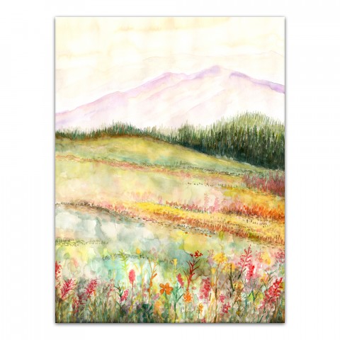 Watercolor Floral Field 30x40 Canvas Wall Art