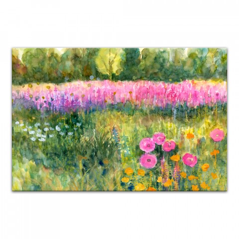 Watercolor Floral Field 32x48 Canvas Wall Art
