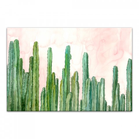 Field of Cactus on Pink Watercolor 32x48 Canvas Wall Art