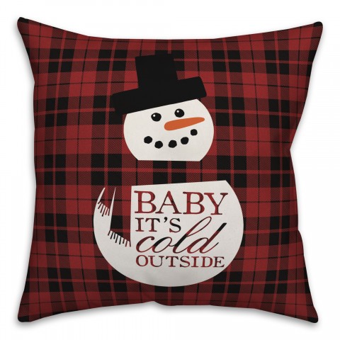 Baby It's Cold Outside Snowman 18x18 Spun Poly Pillow